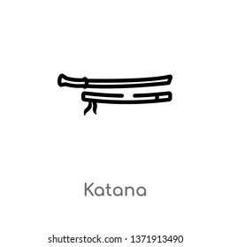outline katana vector icon. isolated black simple line element illustration from asian concept. editable vector stroke katana icon on white background