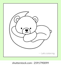 outline kawaii baby bear. coloring book education