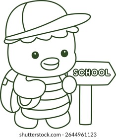 Outline of Kawaii japanese mythology Kappa sticker cute. Coloring pages of Cute kappa mascot ghost japanese.
outline of Kappa going to school