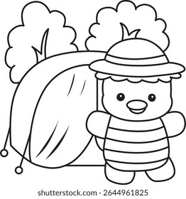Contorno da mitologia japonesa kawaii Kappa adesivo bonito. Colorir páginas de bonito kappa mascote fantasma japonês.
contorno de Kappa na tenda