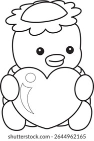 Outline of Kawaii japanese mythology Kappa sticker cute. Coloring pages of Cute kappa mascot ghost japanese.
outline of Kappa bring a love sign