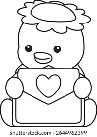 Outline of Kawaii japanese mythology Kappa sticker cute. Coloring pages of Cute kappa mascot ghost japanese.
outline of Kappa bring a love letter
