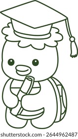 Outline of Kawaii japanese mythology Kappa sticker cute. Coloring pages of Cute kappa mascot ghost japanese. outline of Kappa was graduation
