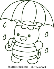 Outline of Kawaii japanese mythology Kappa sticker cute. Coloring pages of Cute kappa mascot ghost japanese.
outline of Kappa bring an umbrella