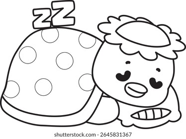Outline of Kawaii japanese mythology Kappa sticker cute. Coloring pages of Cute kappa mascot ghost japanese. outline of Kappa sleeping
