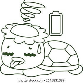 Outline of Kawaii japanese mythology Kappa sticker cute. Coloring pages of Cute kappa mascot ghost japanese.
outline of Kappa is in the low battery situation