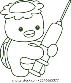 Contorno da mitologia japonesa kawaii Kappa adesivo bonito. Colorir páginas de bonito kappa mascote fantasma japonês.
contorno de Kappa trazer uma seringa
