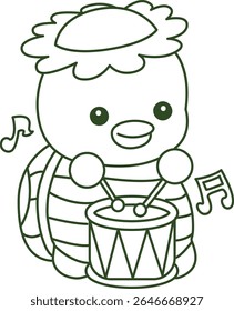 Outline of Kawaii japanese mythology Kappa sticker cute. Coloring pages of Cute kappa mascot ghost japanese.
outline of Kappa playing a drum in the festival