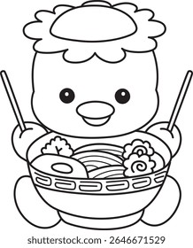Outline of Kawaii japanese mythology Kappa sticker cute. Coloring pages of Cute kappa mascot ghost japanese.
outline of Kappa want to eating ramen