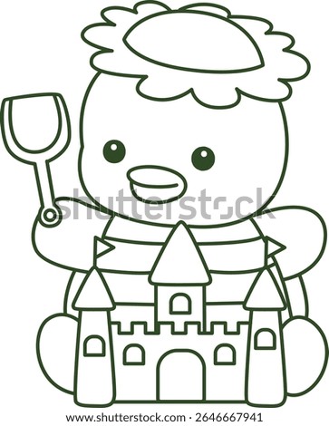 Outline of Kawaii japanese mythology Kappa sticker cute. Coloring pages of Cute kappa mascot ghost japanese.
Kappa playing a Sand castle