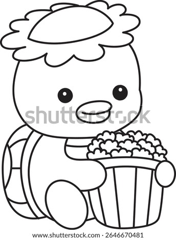 Outline of Kawaii japanese mythology Kappa sticker cute. Coloring pages of Cute kappa mascot ghost japanese.
outline of Kappa bring a popcorn