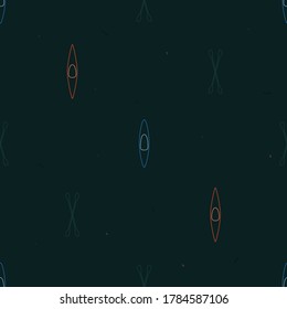 Outline kayak and paddle - vector background