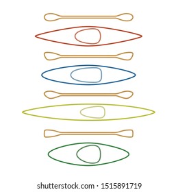 Outline kayak set - vector illustration