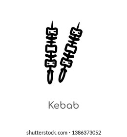 outline kebab vector icon. isolated black simple line element illustration from food concept. editable vector stroke kebab icon on white background