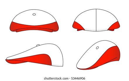 Outline kepi, cap vector illustration isolated on white