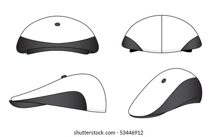 Outline kepi, cap vector illustration isolated on white
