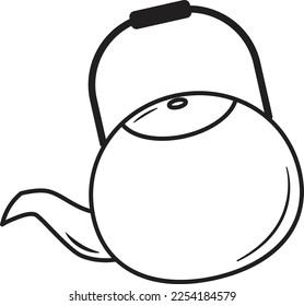 Outline kettle illustration. Line art vector doodle style.