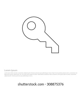 Outline Key Icon, Vector Illustration, Flat pictogram icon