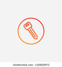 Outline key icon,gradient illustration,vector lock sign,security symbol
