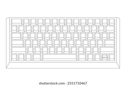 Outline keyboard without letters in minimalist voluminous style