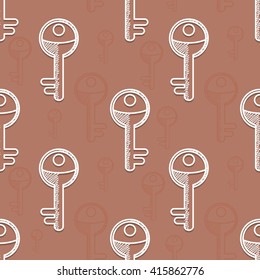 Outline of keys on a brown background.