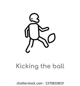 outline kicking the ball vector icon. isolated black simple line element illustration from american football concept. editable vector stroke kicking the ball icon on white background