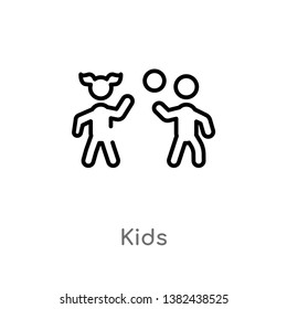 outline kids vector icon. isolated black simple line element illustration from education concept. editable vector stroke kids icon on white background