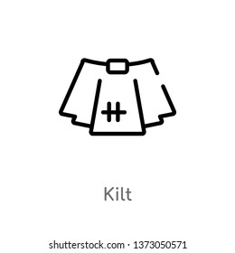 outline kilt vector icon. isolated black simple line element illustration from clothes concept. editable vector stroke kilt icon on white background