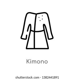 outline kimono vector icon. isolated black simple line element illustration from fashion concept. editable vector stroke kimono icon on white background