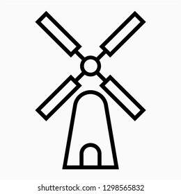 Outline kinderdijk windmill vector icon
