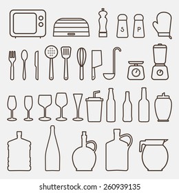 Outline Kitchen Icon Set - Vector Graphics 