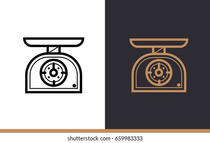 Outline KITCHEN SCALES icon, bakery. Vector line icons suitable for info graphics, print media and interfaces 