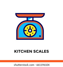 Outline KITCHEN SCALES icon. Vector pictogram suitable for print, website and presentation
