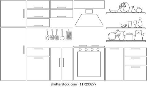 Outline Kitchen Silhouette Stock Illustration 119679967 | Shutterstock