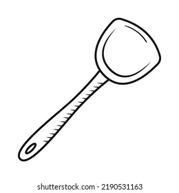 Dibujo de la espátula de la cocina. Silueta dibujada a mano de elementos de cocina. Elemento vectorial de herramienta de cocina aislado en blanco. Raspador de línea negra