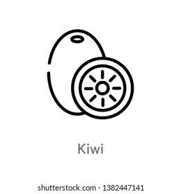 outline kiwi vector icon. isolated black simple line element illustration from fruits concept. editable vector stroke kiwi icon on white background
