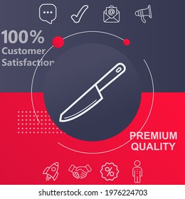 Outline knife icon. Customize your design with a navy and red colored background template