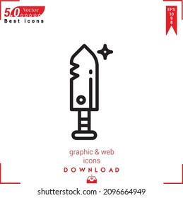 Icono de cuchillo de contorno. vector de icono de cuchillo aislado en fondo blanco. Diseño gráfico, diseño de material, iconos de Best sellers 2022, aplicación móvil, diseño de UI UX, vector de formato EPS 10