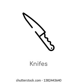 outline knifes vector icon. isolated black simple line element illustration from food concept. editable vector stroke knifes icon on white background