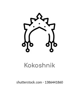 outline kokoshnik vector icon. isolated black simple line element illustration from culture concept. editable vector stroke kokoshnik icon on white background