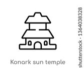outline konark sun temple vector icon. isolated black simple line element illustration from monuments concept. editable vector stroke konark sun temple icon on white background