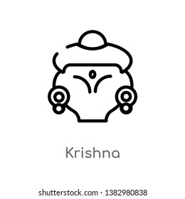 outline krishna vector icon. isolated black simple line element illustration from india concept. editable vector stroke krishna icon on white background