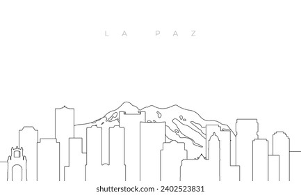 Esbozo de La Paz. Plantilla de moda con edificios y monumentos de La Paz en línea. Diseño vectorial de material. 