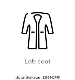 outline lab coat vector icon. isolated black simple line element illustration from fashion concept. editable vector stroke lab coat icon on white background
