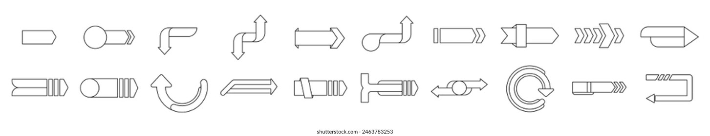 Outline label arrow design element vector set illustration