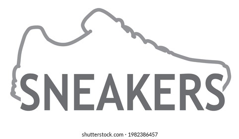 Outline and label sneakers. vector