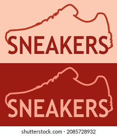 Outline and label sneakers. vector
