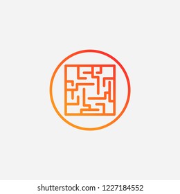 Outline labyrinth icon,gradient illustration,vector lost sign symbol