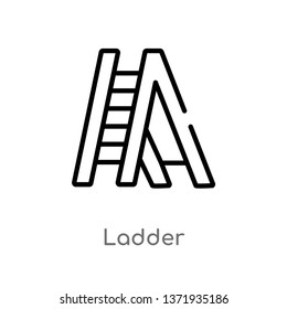 outline ladder vector icon. isolated black simple line element illustration from construction tools concept. editable vector stroke ladder icon on white background