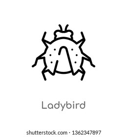 outline ladybird vector icon. isolated black simple line element illustration from animals concept. editable vector stroke ladybird icon on white background